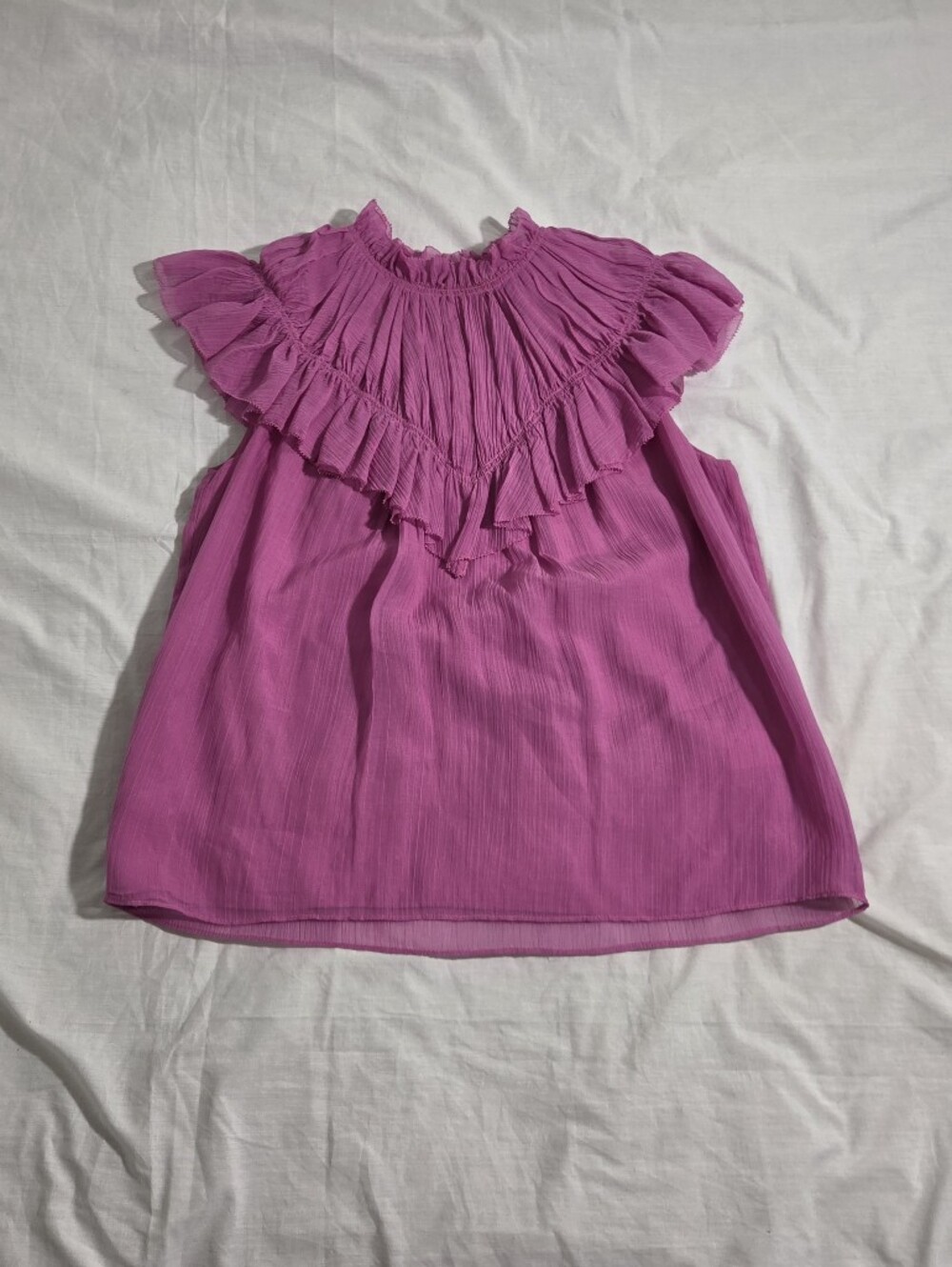 Rebecca Taylor Smocked Mock Neck Chiffon Ruffle Blouse